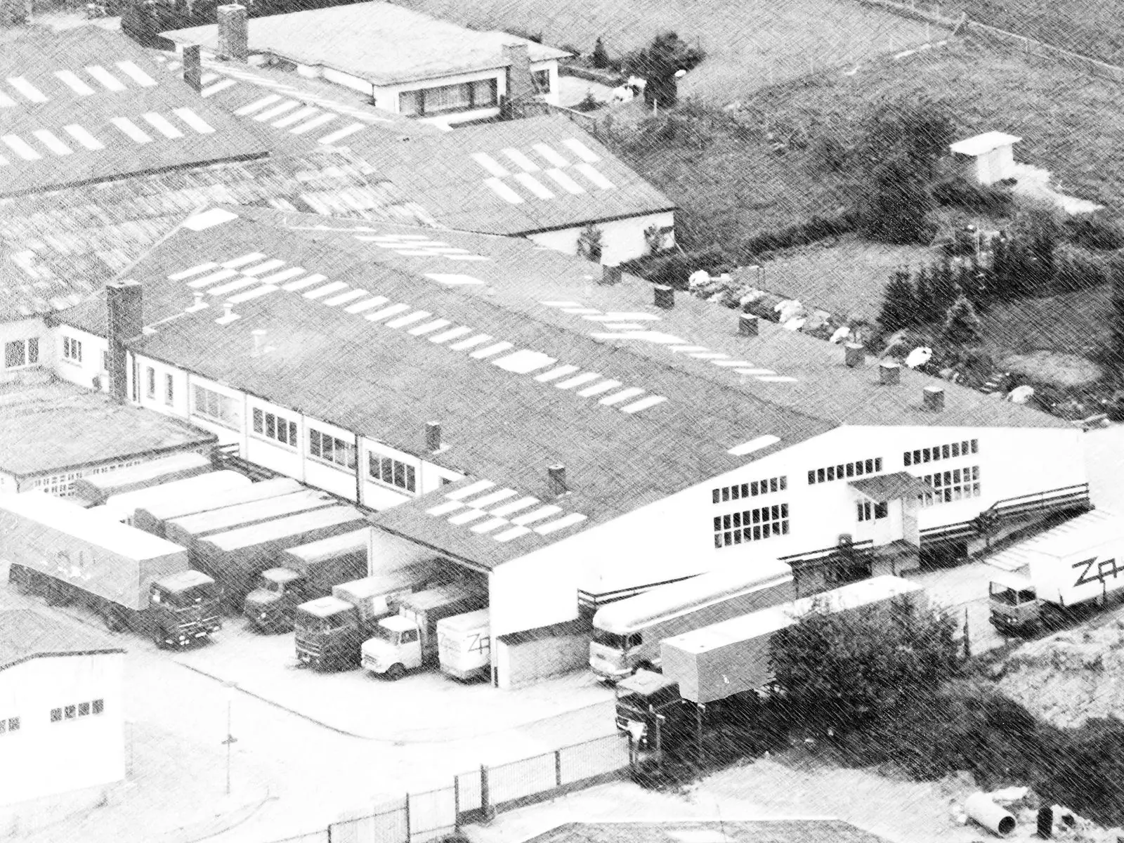 Historische Luftaufnahme des DMV-Geländes